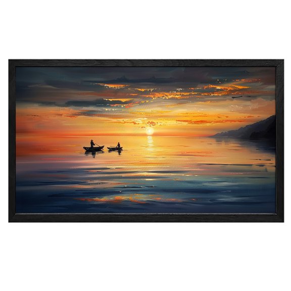 Ocean Wall Art Tropical Wall Art Sunset Fisherman Canvas art Framed wall art Painting For Livingroom Decor Office Bedroom Decoration