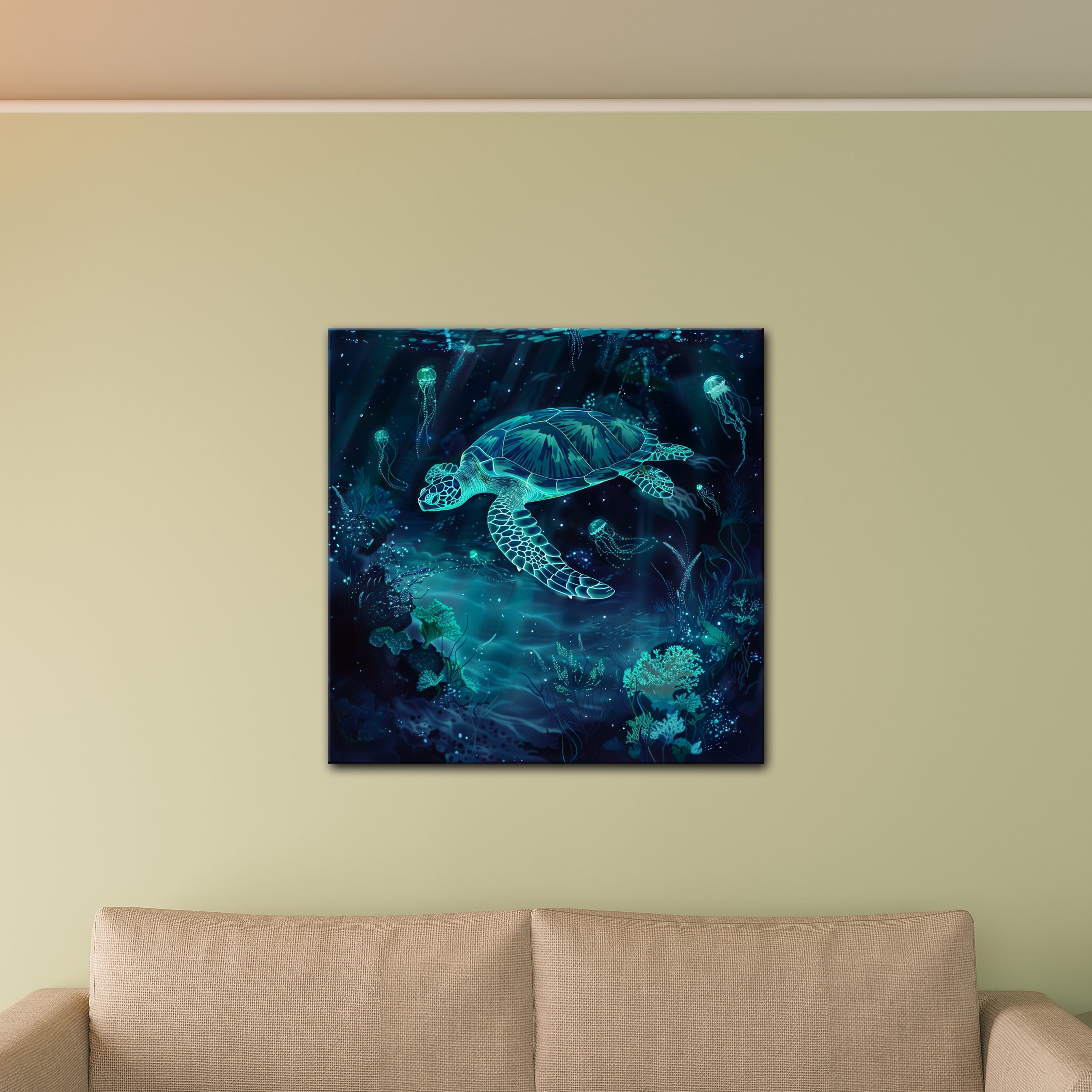 Ocean Wanderer- Fluorescent Turtle Shadows on the Blue Sea Floor (24 ...