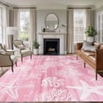 thumbnail image 1 of Ocean Washable Living Room Rugs 5'x7', Summer Beach Sea Star Coral Shell Pink Texture Low Pile Throw Large Area Rugs Non-Slip Sturdy Edge Binding Carpet for Dining Room Bedside Kitchen, 1 of 9