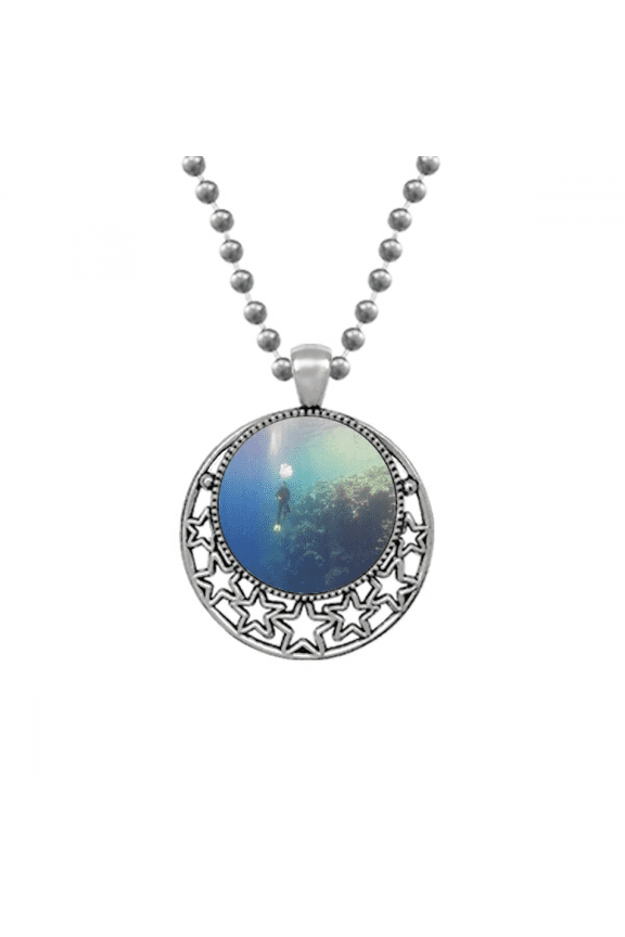 Ocean Water Diving Science Nature Picture Necklaces Pendant Retro Moon Stars Jewelry