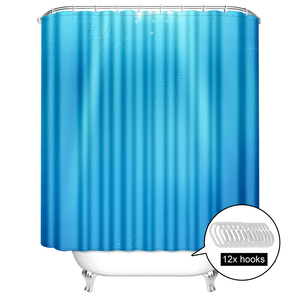 Ocean Water Waves Blue Extra Long Decorative Print Shower Curtain with