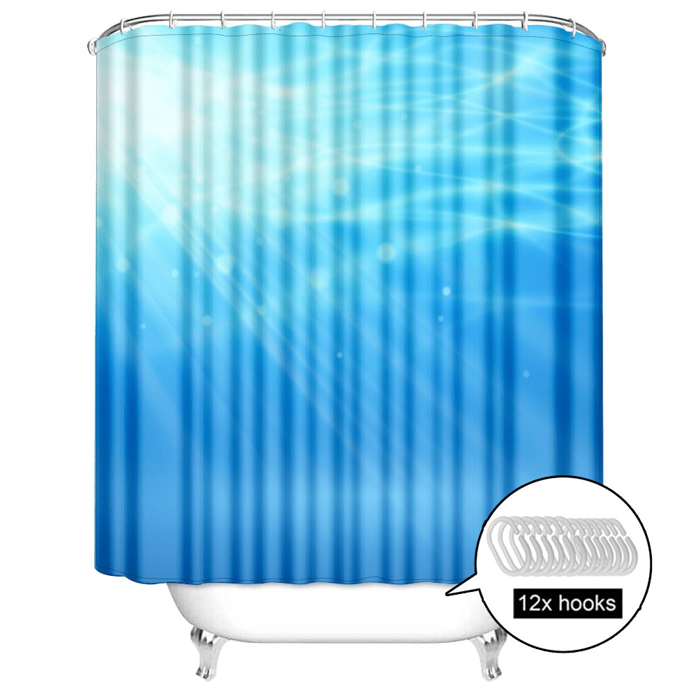 Ocean Water Waves Blue Shower Curtain with 12 Hooksgiu
