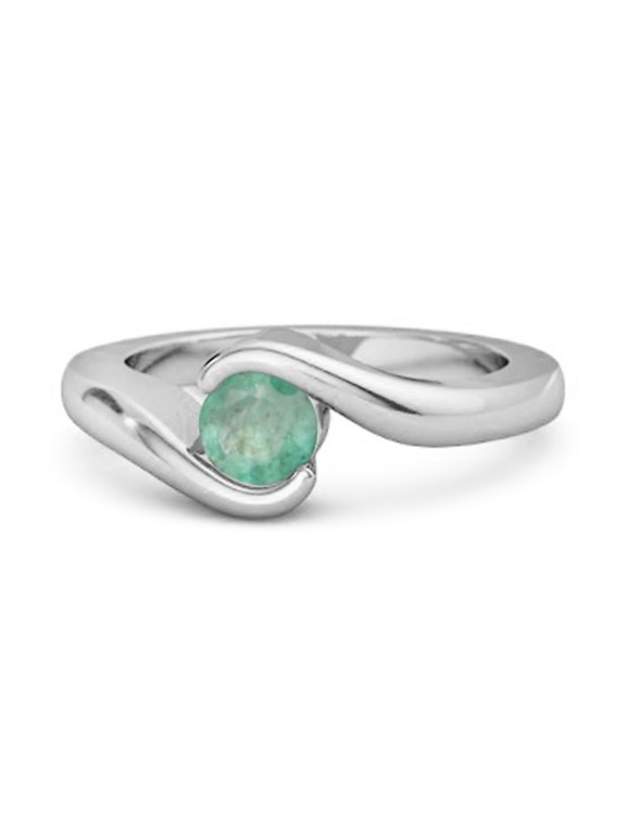 Ocean Wave 925 Sterling Silver 0.10 Ctw Emerald Valentines Day Gifts Ring