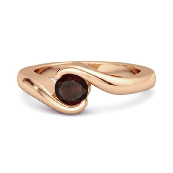 Ocean Wave 925 Sterling Silver Rose Plated 0.10 Ctw Garnet Valentines Day Gifts Ring