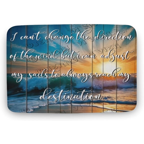 Ocean Wave Adjust My Sails to Always Reach My Destination Flannel Bathroom Rug 16""x24"" Bath Rug Beach Wave Bedroom Rug Summer Theme Rugs for Living Room Non-Slip Bath Mat, Doormat 07