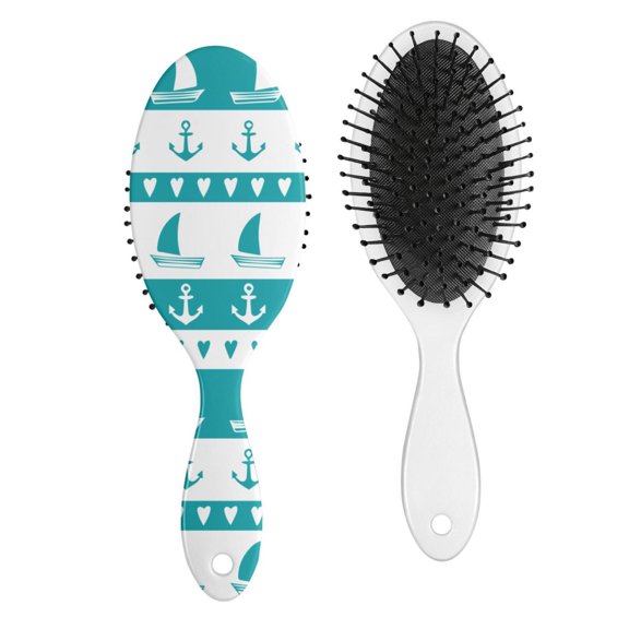 Ocean Wave Anti-Frizz Hair Brush - Ergonomic Paddle Brush with Smoothing Bristles, Nautical Design Detangler for Long Hair, Ideal for Travel & Daily Use