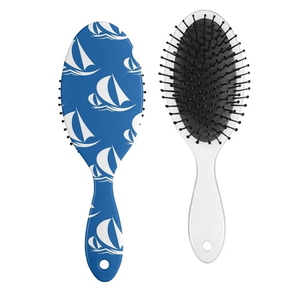 Ocean Wave Anti-Frizz Hair Brush - Ergonomic Paddle Brush with Smoothing Bristles, Nautical Design Detangler for Long Hair, Ideal for Travel & Daily Use