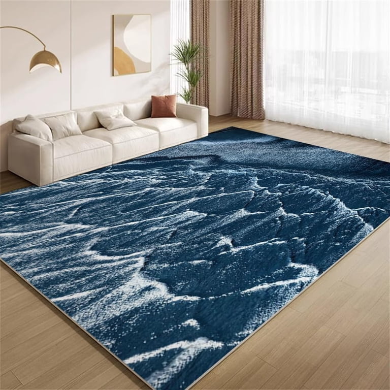 ラグ・カーペット WATER RUG Ocean Wave Area Rugs, Blue Water Splash Texture Carpet, Washable