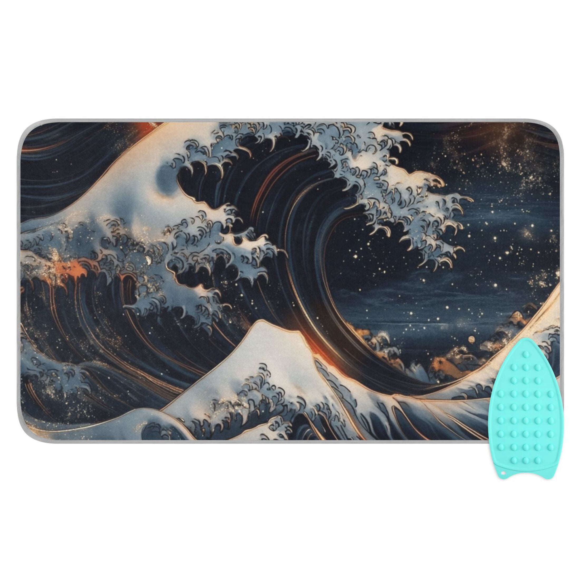 Ocean Wave Art Ironing Mat Blanket for Table Top Travel Portable Ironing Board Pad 47.2x27.6 Inch
