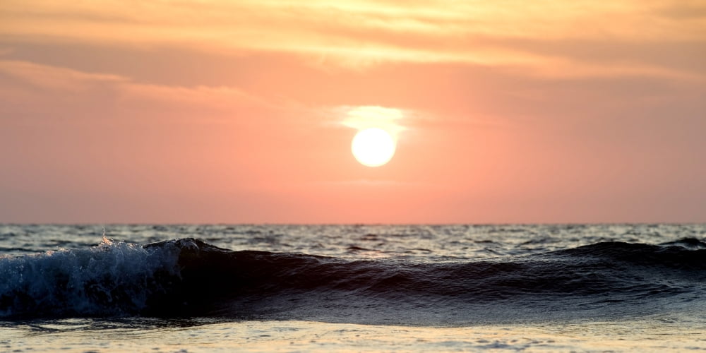 Ocean Wave At Sunset Puerto Vallarta Mexico Canvas Art - Keith Levit Design Pics (21 x 10)