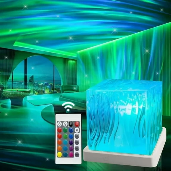 Ocean Wave Aurora Projector Lamp 16 Colors Led Night Light Bedroom Rechargeable