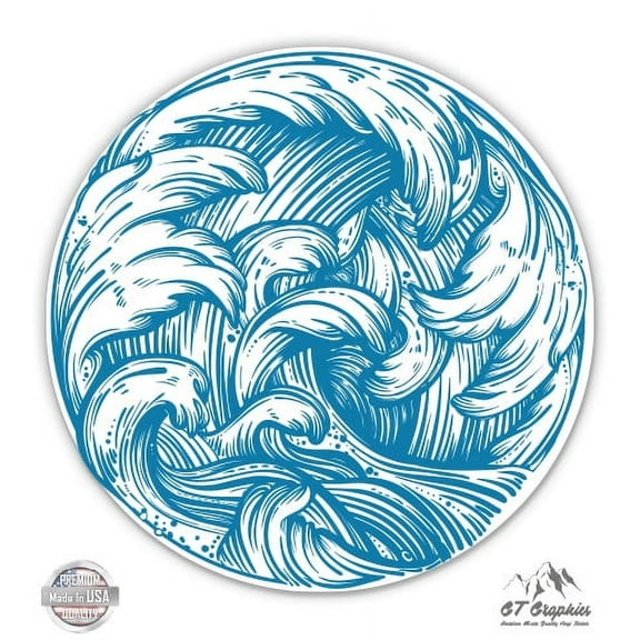 Ocean Wave Beautiful - 12" Vinyl Sticker Waterproof Decal