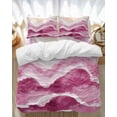 thumbnail image 1 of Ocean Wave Bedding Duvet Cover Set King Size 4 Pieces Pink Gradient Beach Boho Soft Twill Plush Quilt Cover, Include 1 Duvet Cover 1 Flat Sheet And 2 Pillow, 1 of 7