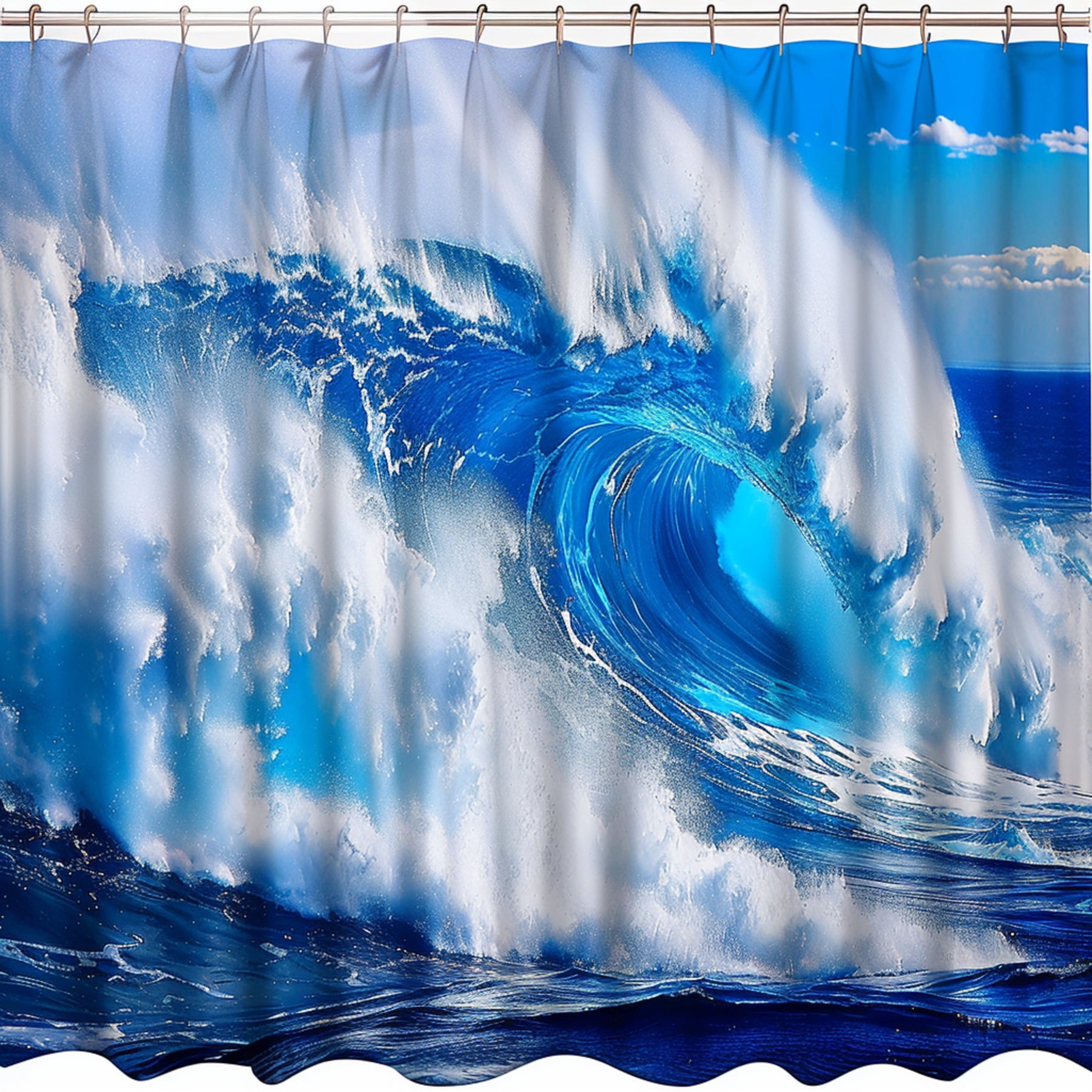 Ocean Wave Bliss Blue Waters Shower Curtain with Nature Inspired