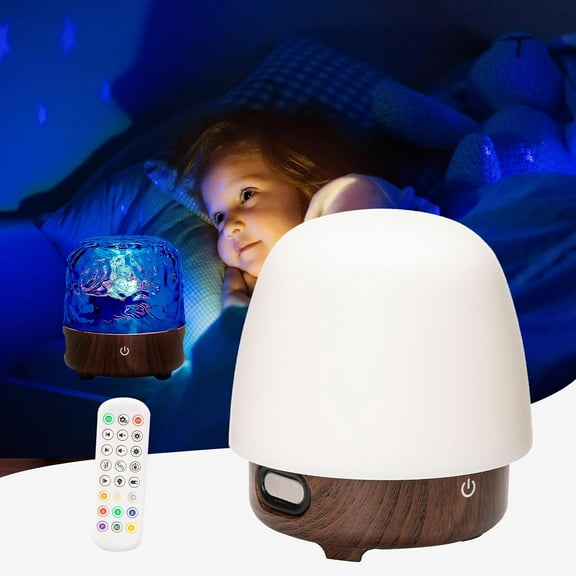 Ocean Wave Ceiling Projector, 16-Color Water Ripple Aurora Light with Remote & Touch Control, Ambient Night Light for Bedroom, Kids’ Room, Room Decor, Non-Wood Design (Wood Grain)