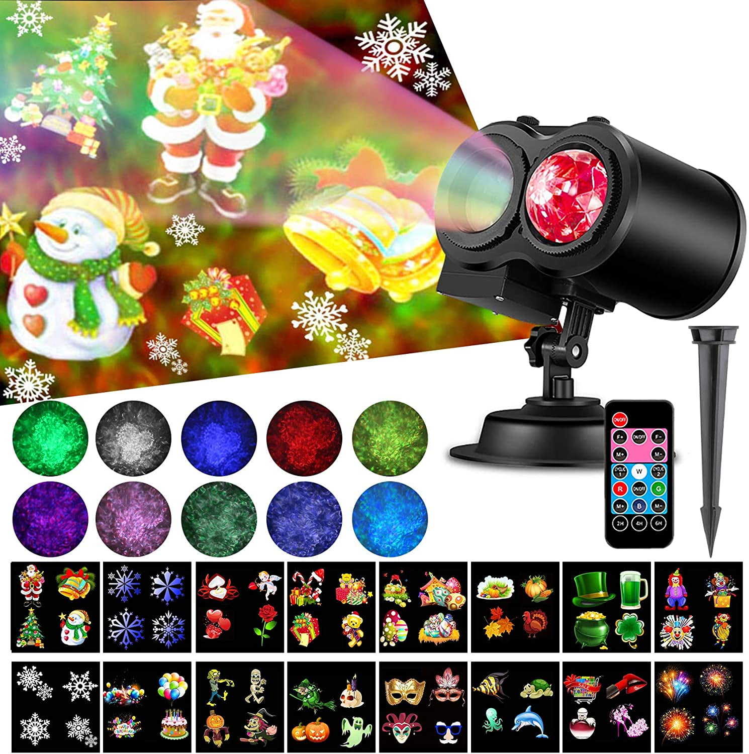 Ocean Wave Christmas Projector Lights,12 Slides 2 in 1 Moving Pattern