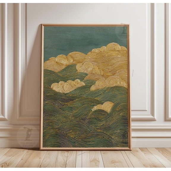 Ocean Wave Coastal Line Poster Unframed Paper Print