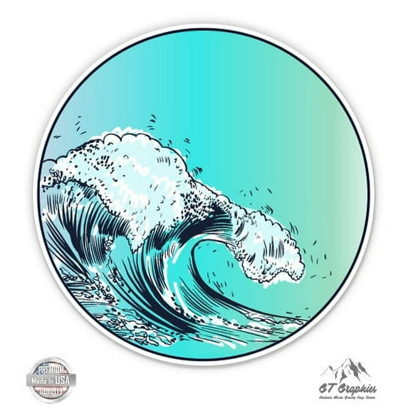 Ocean Wave Colorful Pretty - 12" Vinyl Sticker Waterproof Decal