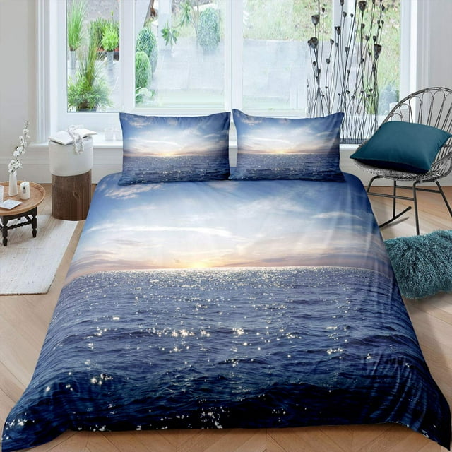 Ocean Wave Duvet Cover Set Full Size Waves Bedding Set Hawaiian ...