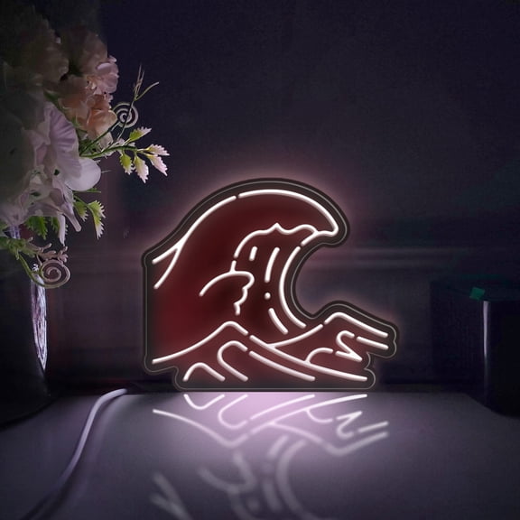 Ocean Wave Led Light Box, Dimmable Neon-Like Light Signs USB Power for Wall Decor Bedroom Decoration, Static Light (WxH) 6"x5"