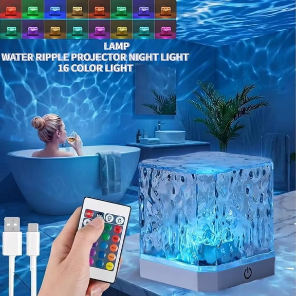 Ocean Wave Light Projector - 16-Mode Water Ripple Aurora Lamp with Remote Control, Adjustable Brightness for Bedroom and Living Room