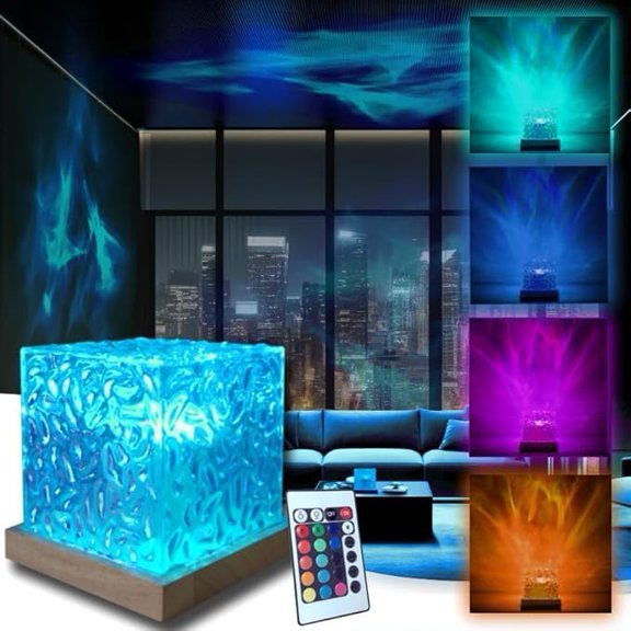 Ocean Wave Light Projector | Northern Lights Aurora & Crystal Ripple Lamp | Ocean Mood & Night Light with Remote, Multi-Mode Moving Waves & Aurora Effects for Bedroom, Living Room & Romantic Ambience