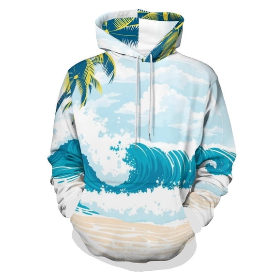 Ocean Wave Men's Women Vintage 3D Hooded Sweatshirt - All-Season Loose Fit Streetwear