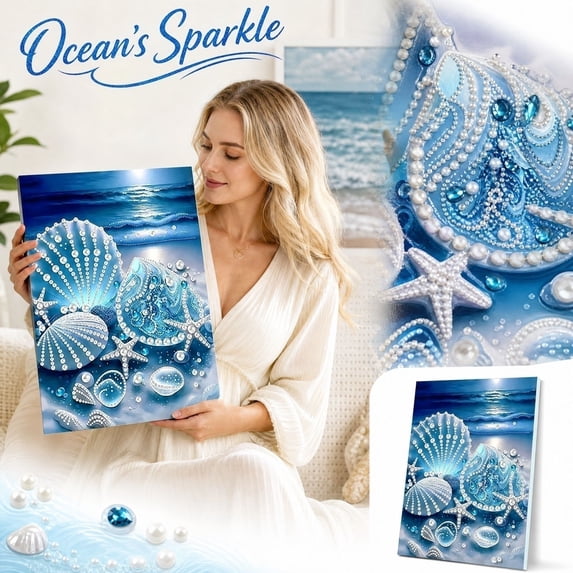 Ocean Wave Pearl Art DIY Kit,Beach Diamond Painting Craft for Adults,Beginner Friendly Pearl Bead Art Set,Handmade Coastal Home Wall Decor Gift for Craft Lovers