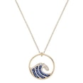 thumbnail image 1 of Ocean Wave Pendant Necklace Rhinestone Crystal Gold Plated 17 Inch Link Chain J1075, 1 of 3