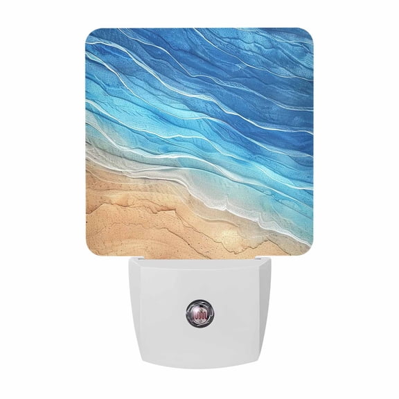 Ocean Wave Plug-in LED Night Lights Ombre Blue Beach Auto Dusk-to-Dawn Sensor for Bedroom, Bathroom, Kitchen, Nursery, Hallway, Stairs, Wall Home Decor