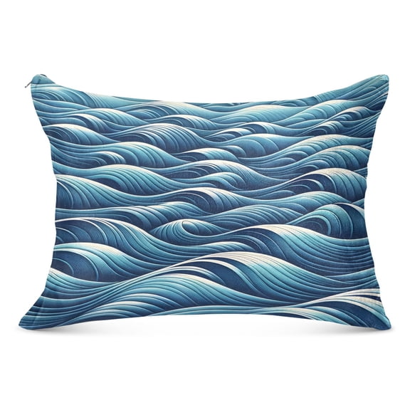 Ocean Wave Plush Pillow Cases Standard Size Ultra Soft Warm Pillowcases with Zipper 20"x26"
