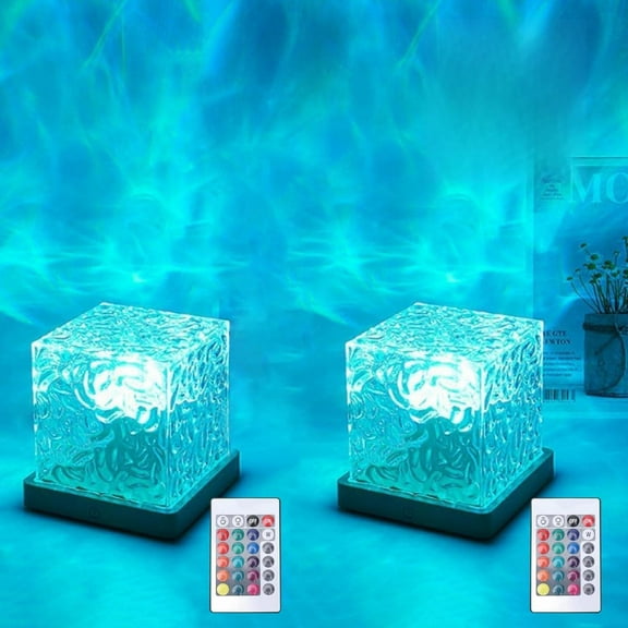 Ocean Wave Projection Lamp, 16 Color RGB Mood Light with Remote, 3D Water Ripple Night Light for Kids Room, Meditation, Yoga, Home Decor(2 Pcs)
