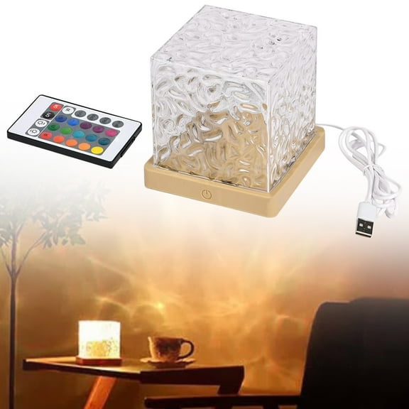 Ocean Wave Projection Lamp - 16 Color RGB Night Light with Remote & USB Power, 3D Water Wave Light for Room, Meditation, Yoga & Home Decor(USB Recharge)