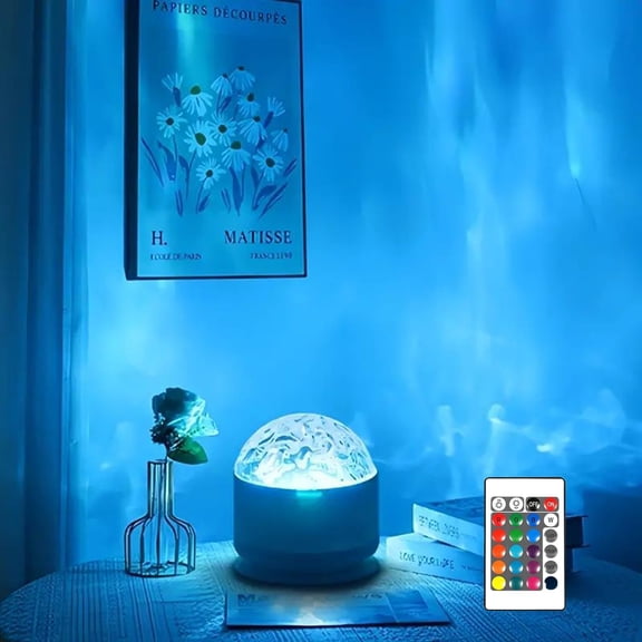Ocean Wave Projector Light, 16 Color Water Ripple Lamp with Remote Control, 3D Ocean Lamp for Home Office Bar Restaurant