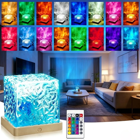 Ocean Wave Projector Light, 16 Colors Changeable Lamp with Remote, 3D Holographic Water Ripple, Romantic Ambient Lighting for Meditation, Relaxation, Bathroom, Night Light