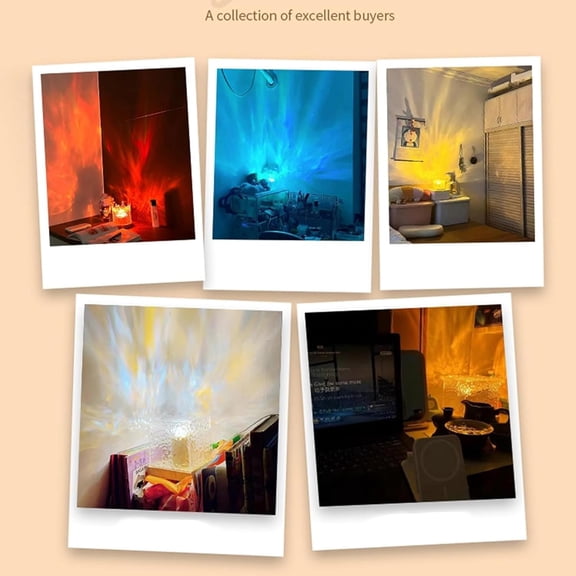 Ocean Wave Projector Light with 16 Colors, Luminorthe Cube Lamp for Kid's Bedroom with Remote, 3D Water Ripple & Aurora Effect, Meditation Night Light Gift, Valentines Gift (Transparent)