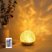 Ocean Wave Projector Light, 16 Colors Rechargeable Water Ripple Lamp with Remote, Dimmable Ocean Night Light Ambient Lighting for Room Decor, Unique Gifts for Teen Girls Boys Kids Women