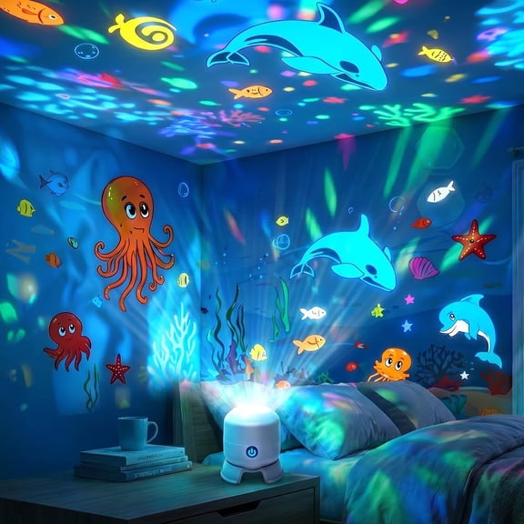 Ocean Wave Projector Light, 2026 New USB LED Light Projector, Ocean Wave Night Light Projector with Adjustable Brightness for Bedroom Ceiling Wall Home Decor