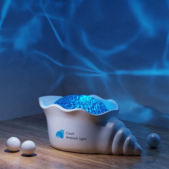 Ocean Wave Projector Light, 7 Colors Rechargeable Conch Night Light with 5 White Noise, Dimmable Water Ripple Lamp Ambient Lighting Aurora Projector for Room Decor, Gifts for Kids Boys Girls