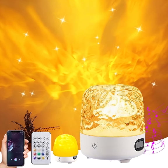 Ocean Wave Projector Light, Galaxy Night Light Projector for Bedroom with Bluetooth Speaker and Remote Control, 16 Color Rechargeable Mood Lighting, Gift for Men Women