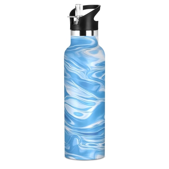 Ocean Wave Ripples 20oz Vacuum Insulated Stainless Steel Water Bottle BPA-Free Leak Proof Straw Lid