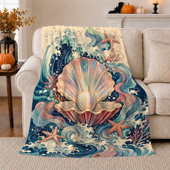 Ocean Wave Scene Blue Waves And Foam Dramatic Coastal Art Ocean Lovers Dynamic Blue Seascape Warm Flannel Blanket, Housewarming Gift for Beach House and Guest Room Home Decor