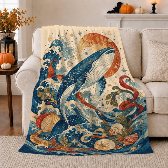 Ocean Wave Scene Blue Waves And Foam Dramatic Coastal Art Ocean Lovers Dynamic Blue Seascape Warm Flannel Blanket, Housewarming Gift for Beach House and Guest Room Home Decor