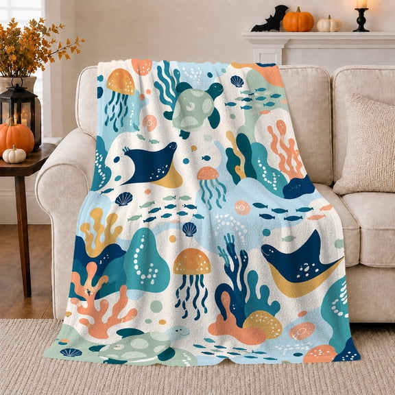 Ocean Wave Scene Blue Waves And Foam Dramatic Coastal Art Ocean Lovers Dynamic Blue Seascape Warm Flannel Blanket, Housewarming Gift for Beach House and Guest Room Home Decor