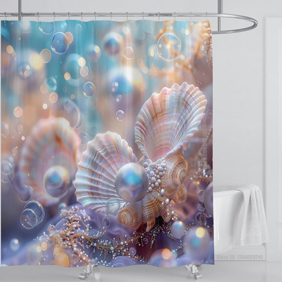 Ocean Wave Scenery Shower Curtain Waterproof Shower Curtain Polyester Fabric 3D Printed Curtain Bathroom Decoration With Hooks