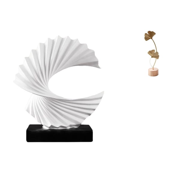 Ocean Wave Sculpture Abstract Leaf Statue Resin Material Modern Centerpiece for Bedroom Living Room Office Decor