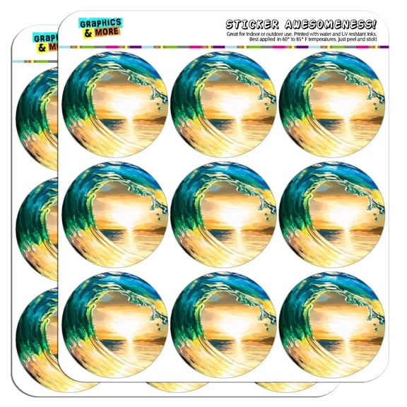 Ocean Wave Sea Beach Sunset 2" Scrapbooking Crafting Stickers
