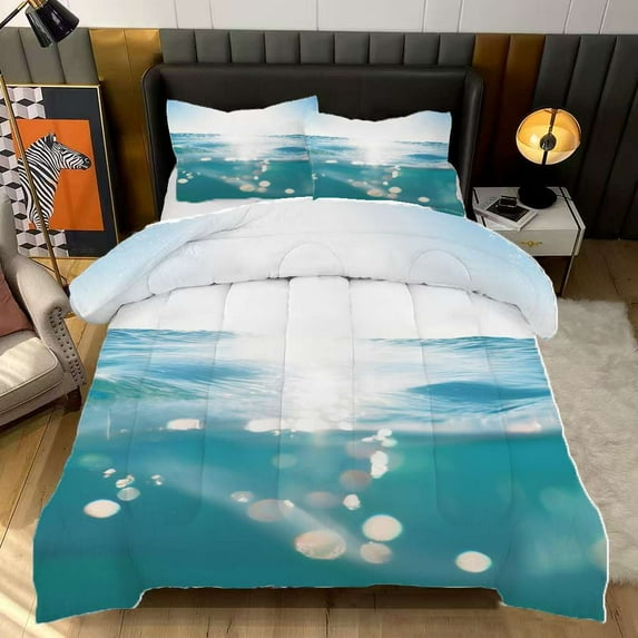 Ocean Wave Splash Comforter Set Full Size Bedding Set For Travl Bedroom ...