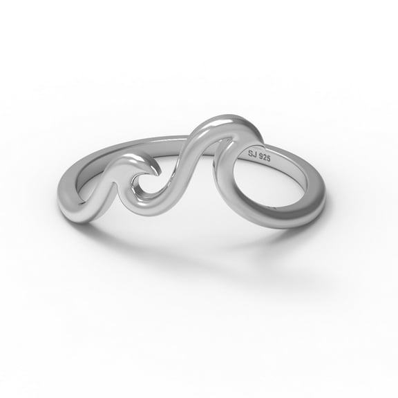 Ocean Wave Style Dainty Simple Delicate Minimalist Stackable Women Ring 925 Sterling Silver