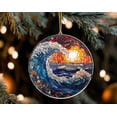 thumbnail image 1 of Ocean Wave Sunset Acrylic Suncatcher Round Window Hanging, 3.5 in, 1 of 3